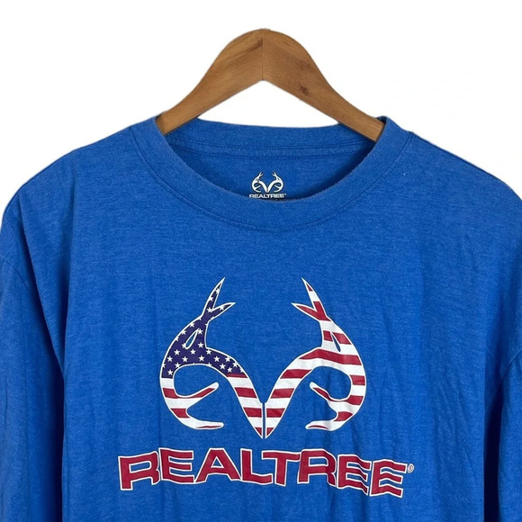 TS564 Mens REALTREE USA American Flag Stars & Stripes Country T Shirt XL - Picture 3 of 4